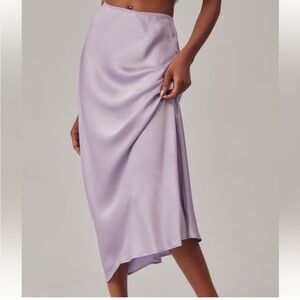 NWT🦋 Reformation Layla Silk Skirt in Aura Purple Midi Elasticated Waist